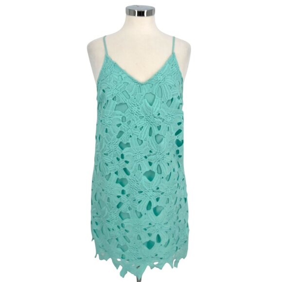 ASTR Lace Sleeveless V-Neck Mini Dress Party Night Out Mint Green Size Medium - Picture 1 of 11